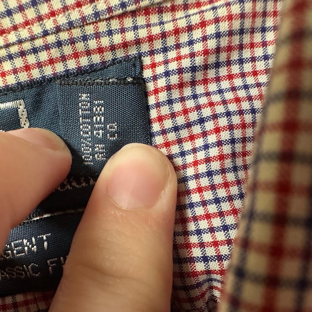 Polo Ralph Lauren Regent Classic Fit Shirt Mens 17.5 34/35 Red Blue Micro Check - Picture 4 of 4